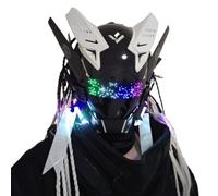 Joytopiaminds Future Punk Full-Face Mask, Adjustable LED Light-Up Mask with Visor for Halloween Cosplay Costume Party, Anonymous Theme Events and Gift