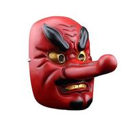 Joytopiaminds Japanese Tengu Demon Mask, Hand-Painted Resin Red Long-Nose Yokai Mask for Cosplay, Halloween & Anime Themes