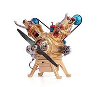 Joytopiaminds Retro Steam Engine Model Kits, V2 All-Metal Double Cylinder Engine Model with Electric Motor for Physical Science Experiment Display