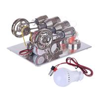 Joytopiaminds Stirling Engine Model Kits, Alcohol Powered Dual Cylinder Stirling Engine with LED Light Generator for Physical Science Experiment Display