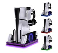 JOYTORN Vertical Cooling Stand Compatible with PS5/PS5 Slim,RGB Light Charging Dock for Playstation Portal,PS5 Controller Charging station with Headset Stand-Black