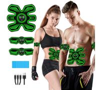 JOYTOUR ABS Trainer EMS Muscle Stimulator, ABS Stimulator for Men Women, Safty Effective Quick EMS Muscle Trainer, Full-body Workout ABS Trainer, 10pcs Replacement Hydrogels, 8 Modes & 15 Intensities