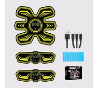 JOYTOUR ABS Trainer EMS Muscle Stimulator, ABS Stimulator Men Women, Safty Effective Quick EMS Muscle Trainer, Full-body Workout ABS Trainer, 8 Mode & 15 Intensity, 10pcs Replacement Hydrogel (Yellow)