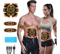 JOYTOUR EMS Muscle Stimulator, ABS Stimulator for Men Women, Safty Effective Quick ABS Trainer, 6 Modes & 15 Intensities,Full-body Workout AB Stimulator, 10pcs Gel Pads
