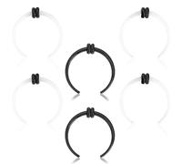 JOYTOYOU 3Pairs Septum Rings Acrylic C Shape Nose Rings Pincher Taper Septum Piercing Nose Earring Ring with Black O-Rings for Women Men 16G, Acrylic, no gemstone