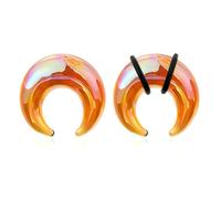 JOYTOYOU Ear Plugs Glass Horseshoes Gauges Noctilucent Pinchers Gauges Crescent C Shape Ear Expander with O-Rings Buffalo Ear Tapers Tunnels Piercing Jewelry for Men Women 2G-1/2, 00G(10MM), Glass, no