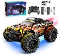 JOYTREKY Remote Control Cars - 1:18 Rc Car HighSpeed 25KMH+ LED Light with Spray 2.4GHz All Terrain Off Road Truck Toys 2 Rechargeable Batteries 60 Min Playtime Fast Racing Toy for Kids Adult - Yellow