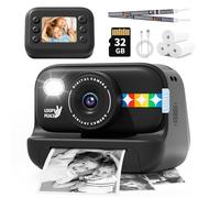 Instant Print Camera for Kids,Christmas Birthday Gifts for Boys Age 3-12, 1080P Video, 32GB SD Card, Portable Toddler Travel Toy for 3 4 5 6 7 8 9 10 Year Old Girls Boys (Black)