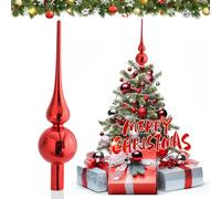 JOYUE Christmas Tree Topper - 26 cm Glass Matt Red Star Decoration for Christmas Tree