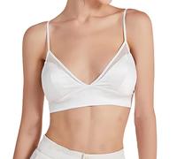 Joyunii Women's Non-Wired Silk Bra Dream Soft Bra Comfort Soft Bra Bralette Soft Everyday Underwear Comfortable Support - White - 90 Centimetres