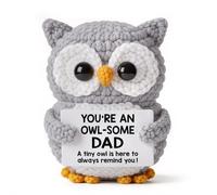 Joyvado Dad Gifts - Handmade Crochet Gift with Funny Message “YOU’RE AN OWL-SOME DAD” - Birthday Gift for Dad from Daughter or Son - Appreciation Thank You dad Present