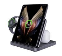 JOYVEVA for Samsung Z Fold 7/6/5 Wireless Charger Station, 3 in 1 Foldable Fast Charging Stand Dock for Z Fold 4/3, Z Flip 7/6/5/4/, S25/24, Note20/10 Ultra, Watch 6/5/Pro/4/3, Earbuds 3/2/2 Pro/Live