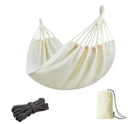 JoyView Brazilian Hammock for Single Person - 78.8x39.4” Portable Cotton Hammock with Hanging Ropes & Carry Bag Large for Patio 300LBS Capacity Perfect for Outdoor/Indoor - Natural White