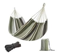 JoyView Brazilian Hammock for Single Person Portable Hammock with Hanging Ropes & Carry Bag Large 78.8x39.4” for Patio 300LBS Capacity Perfect for Outdoor/Indoor - Green Grey Stripes