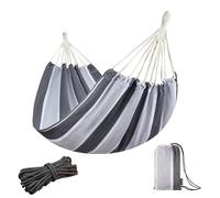 JoyView Brazilian Hammock for Single Preson Portable Hammock with Hanging Ropes & Carry Bag Large 78.8x39.4” for Patio 300LBS Capacity Perfect for Outdoor/Indoor - Grey Stripe