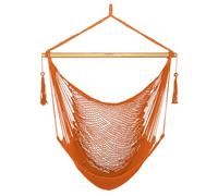 JoyView Hammock Chair with Spreader Bar Caribbean Hammock Swing Chair 300 LBS Weight Capacity XL Rope Hanging Chair for Outdoor Indoor Garden Yard - Orange