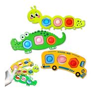 JOYVOVO 3pcs Push Pop Bubble Fidget Sensory Toy, Bubble Popper Stress Relief Games for Autism ADHD, Focus Tools for Toddler, Fine Motor Skills Toys, Simple Flipping Board for 1 2 3 Years Boys Girls