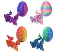 JOYVOVO 4 Pack 3D Printed Dragon Eggs with Dragon Inside, Mystery Articulated Crystal Dragon Fidget Toys, Mini Dragon Figures in Egg, Easter Basket Stuffers Gifts for Kids Boys Girls Party Favours