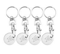 JOYVOX 4-Pack Metal Shopping Cart Coin Keychains - Trolley Token Keychains for Easy Shopping, Convenient and Functional Shopping Accessories