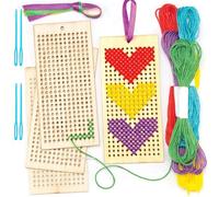 JOYVOX Embroidery Starter Cross Stitch Kit Set, 4Pcs Embroidery Starter Kit for Boys and Girls- Cross Stitch Kits with Patterns, Hoops, Fabric, Threads - Creative Craft Set