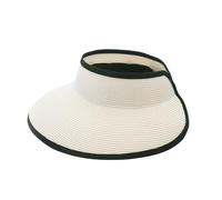Joywant Womens Sun Visor Hats, Packable Wide Brim Ponytail Beach Hat Straw Visor Summer Beach Vacation Essentials for Womens, Ivory, One Size