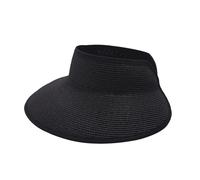 Joywant Womens Sun Visor Hats, Packable Wide Brim Ponytail Beach Hat Straw Visor Summer Beach Vacation Essentials for Womens, Black, One Size