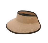 Joywant Womens Sun Visor Hats, Packable Wide Brim Ponytail Beach Hat Straw Visor Summer Beach Vacation Essentials for Womens, Brown, One Size