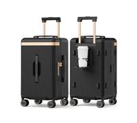 Joyway 22 Inch Carry on Luggage with Cup Holder, Hard Shell Trunk Luggage, Black, 22 Inch, 22 Inch Suitcase