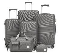 Joyway Suitcase Set Hard Shell Lightweight Travel Suitcase by Trolley Hand Luggage Sets with TSA Lock and 4 Wheels, gray, Kofferset 6tlg