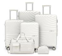 Joyway Suitcase Set Hard Shell Lightweight Travel Suitcase by Trolley Hand Luggage Sets with TSA Lock and 4 Wheels, White, Kofferset 6tlg