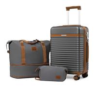 Joyway Suitcase Set of ABS Hard Shell Expandable Trolley Suitcase Set with 4 Wheels and TSA Lock Luggage Sets Includes 1 Travel Bag and 1 Toiletry Bag, gray, Handgepäck-Set 3tlg 55cm