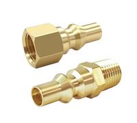 Joywayus 1/4" NPT Propane Quick-Connect Adapter Full Flow Plug Kit 1pcs Female Thread and 1pcs Male Thread Gas Pipe Fitting for RV Portable BBQ