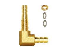 Joywayus 1/4''ID Hose Barb Thru-Bulk Head Hex 90 Degree L Right Angle Elbow Union Brass Fitting Water/Fuel/Air