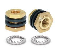 Joywayus 1/8" NPT Female 3/8" Male Brass Bulkhead Fitting Bulk Head Bulkhead Tank Fitting Coupler (Pack of 2)