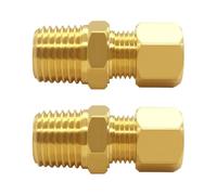 Joywayus 2PCS Brass 1/4" NPT Male x 1/4" Tube OD Compression Tube Pipe Fitting Union Connector