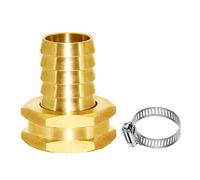 Joywayus 3/4" Barb x 3/4" Female GHT Thread Swivel Hex Brass Garden Water Hose Pipe Connector Copper Fitting with Stainless Clamp House/Boat/Lawn/Power Wash/Irrigation