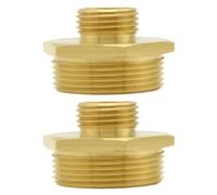 Joywayus 3/4" GHT Male Thread x 1-1/2" NPT Male Thread Brass Hex Nipple Garden Hose Fittings Connector Pipe Adapter (Pack of 2)
