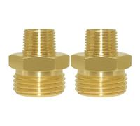 Joywayus 3/4" GHT Male x 3/8" NPT Male Brass Pipe Fittings Hex Nipple Adapter (Pack of 2)