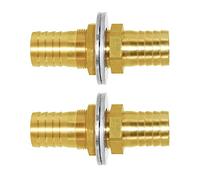 Joywayus 3/4'' ID Hose Barb Thru-Bulk Head Fuel Hex Union Fitting Intersection/Split Brass Water/Fuel/Air (Pack of 2)