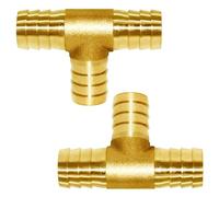 Joywayus 3/4"x5/8"x3/4" ID Hose Reducing Barb Tee 3 Way Union Fitting Intersection/Split Brass Water/Fuel/Air (Pack of 2)
