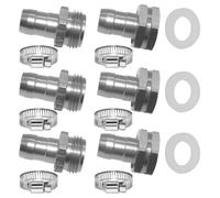 Joywayus 3 Set 5/8" Barb x 3/4" GHT Male & Female Hex Aluminium Garden Water Hose Pipe Connector Repair Kit Fitting with Stainless Clamps for House/Boat/Lawn/Power