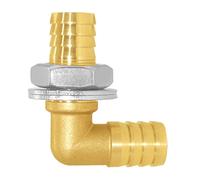 Joywayus 5/8''ID Hose Barb Thru-Bulk Head Hex 90 Degree L Right Angle Elbow Union Brass Fitting Water/Fuel/Air