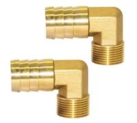 Joywayus Brass 1" Barb to 3/4"NPT Male 90 Degree Elbow Hose Fittings Water/Fuel/Air (Pack of 2)