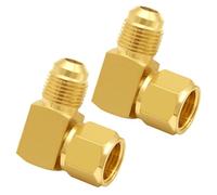 Joywayus Brass 3/8" Flare Swivel Female x 3/8" Flare Male Tube Fitting 90° Elbow Coupling Gas Adapter Union Pipe Connector (Pack of 2)