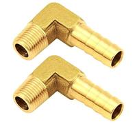 Joywayus Brass Barbed Fittings, 90 Degree Elbow, 5/16'' Barb x 3/8'' NPT Male Pipe Water/Fuel/Air (Pack of 2)
