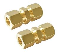 Joywayus Brass Compression Tube Pipe Fitting 5/16" Tube OD x 5/16" Tube OD Compression Union Connector (Pack of 2)