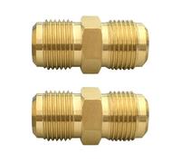 Joywayus Brass Flare Tube Fitting Coupling Gas Adapter 5/8" Male x 5/8" Male Pipe Connector (Pack of 2)