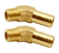 Joywayus Brass Hose Fitting, 45 Degree Elbow, 1/2" Barb x 1/4" NPT Male Pipe Water/Fuel/Air (Pack of 2)