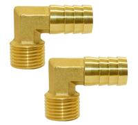 Joywayus Brass Hose Fitting, 90 Degree Elbow, 5/8" Barb x 3/8" NPT Male Pipe Water/Fuel/Air (Pack of 2)