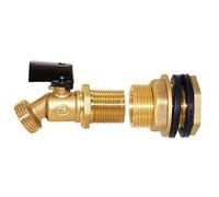 Joywayus Brass Water Container/Rain Barrel Spigot 3/4" Threaded Quarter Turn Ball Valve & 3/4" Female to 1" Male Threaded Bulkhead Fitting Water Tank Connector Fit for Garden Hose